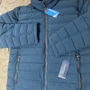 NAUTICA PERFORMANCE CASUAL BLUE & BLACK SEMI PUFFER JACKET SIZE L OR M MEN NWT $